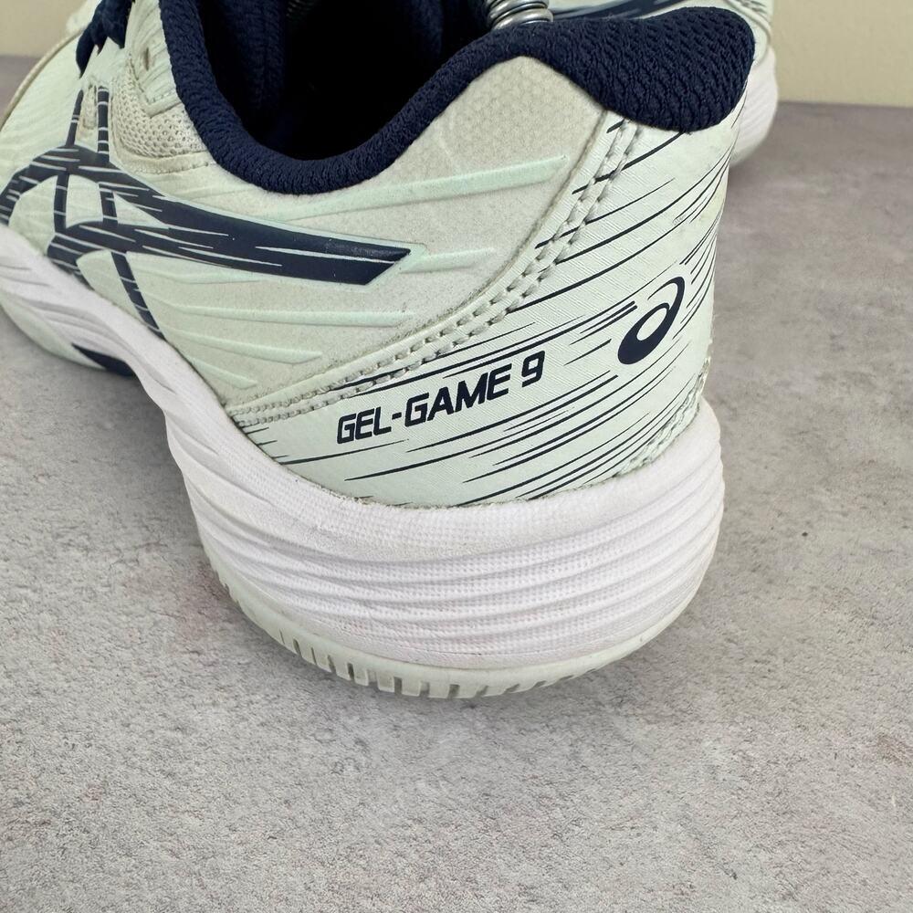 ASICS Shoes Men's Size 5.5 Gel Game 9 Pickleball Shoes White Navy Blue Read - Picture 2 of 14